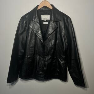 Wilsons Leather Jacket Maxima Black Button Zip Out Lining Thinsulate No Belt XL